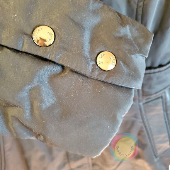 Vintage Guess Raincoat Trench Coat Womens Small Black Animal Print Lined Y2K 90s - Picture 9 of 16